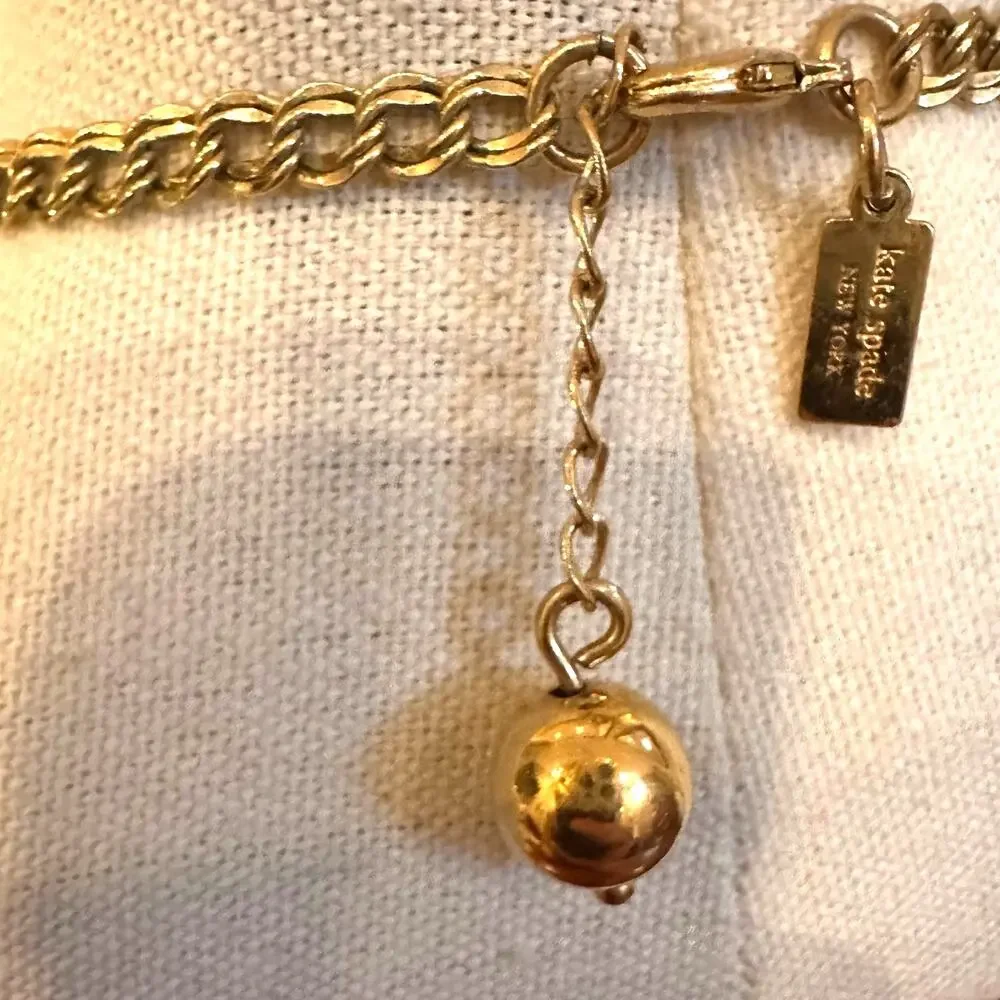 Kate Spade Mod Squad Necklace Red Gold Oversized Designer Statement Jewelry